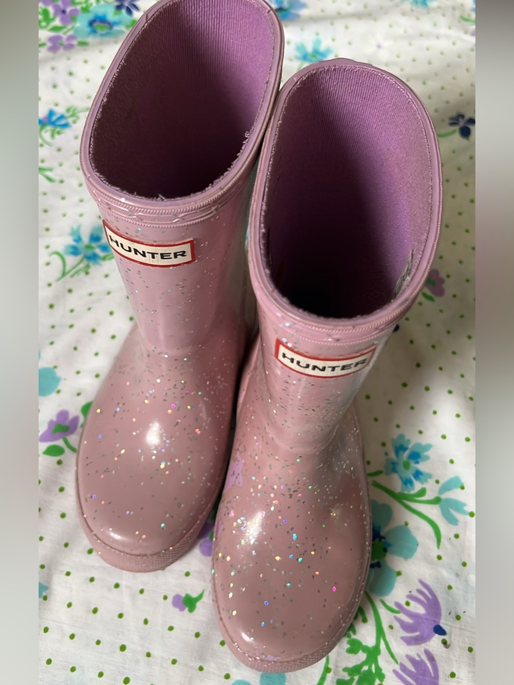 Hunter Little Girl Glitter Lavender Boots - 10 Toddler